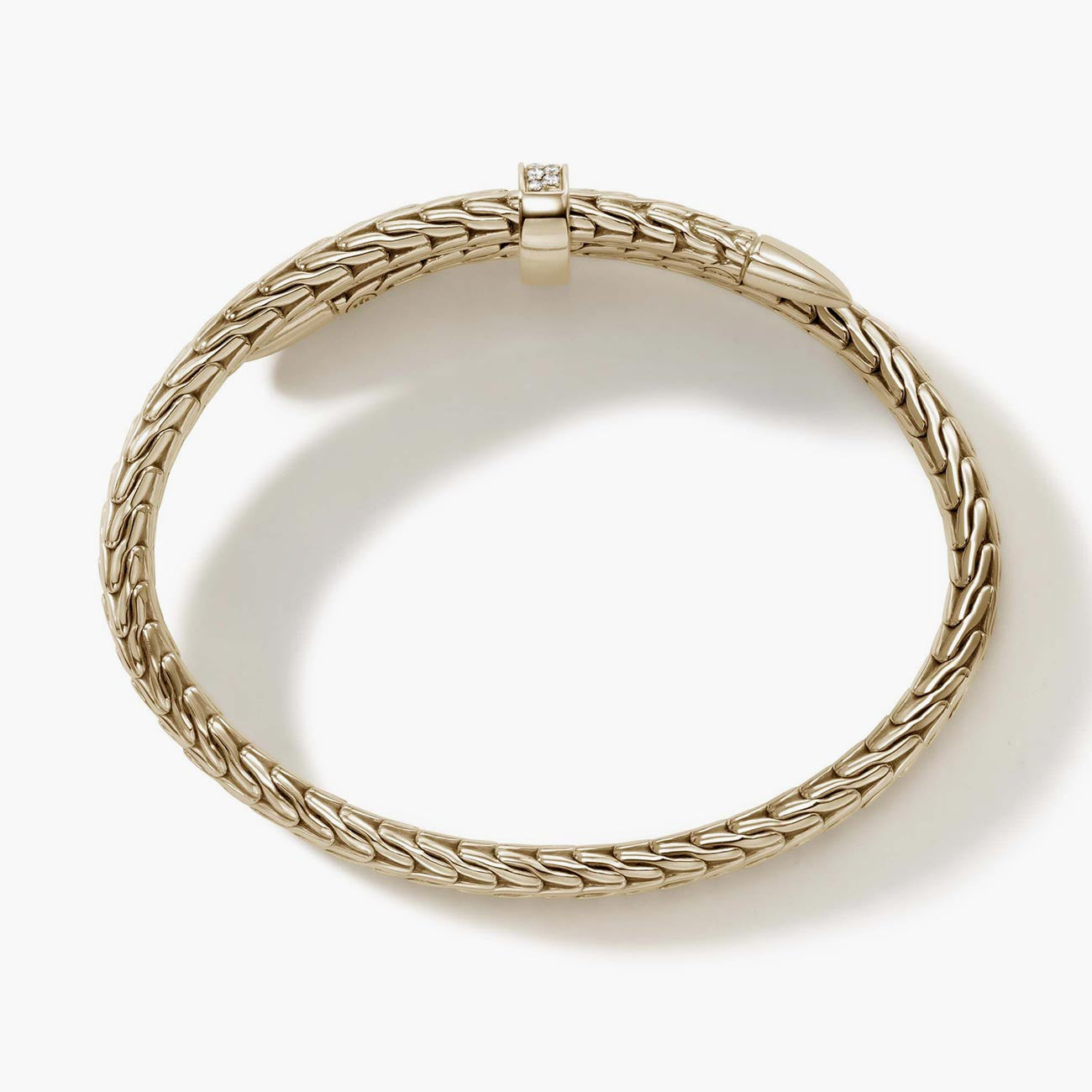John Hardy Spear Pavé 14K Yellow Gold Diamond Flex Cuff