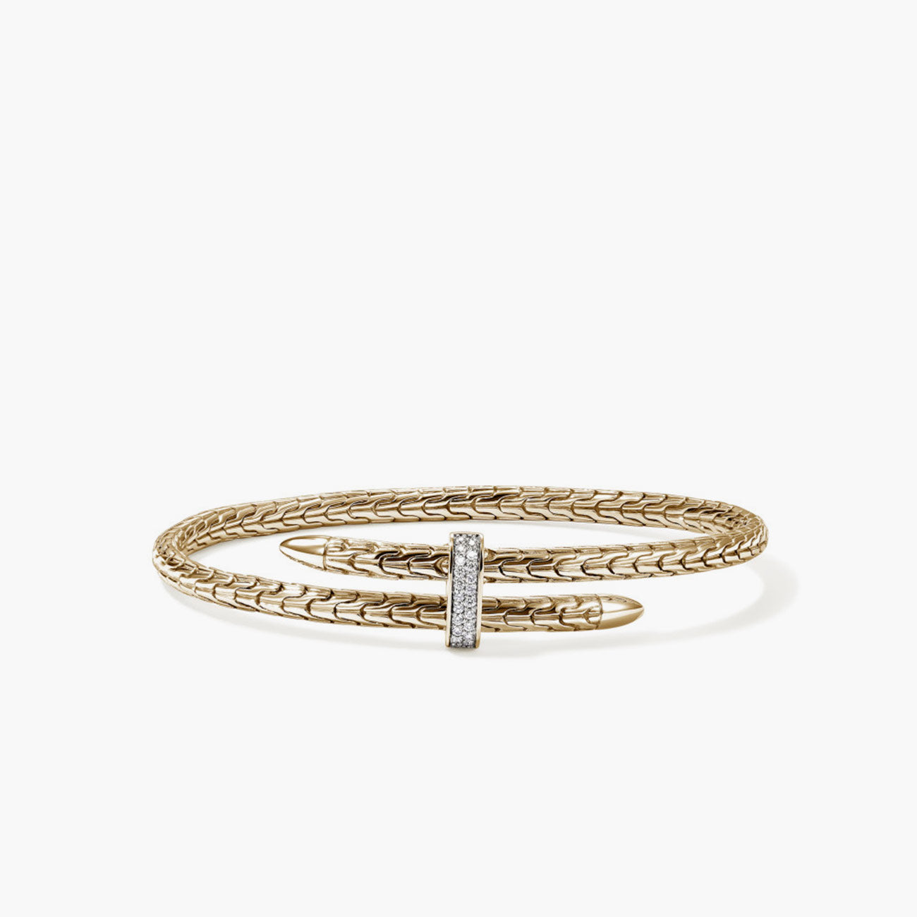 John Hardy Spear Gold Diamond Pave Slim Flex Cuff