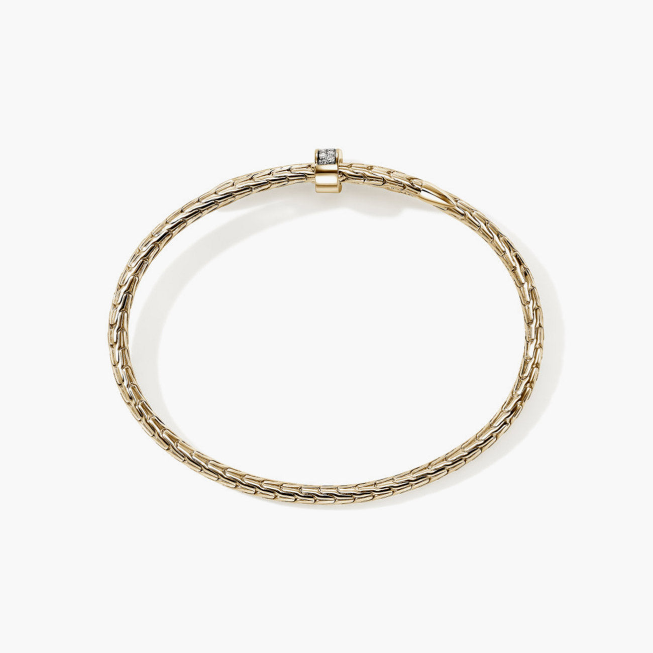 John Hardy Spear Gold Diamond Pave Slim Flex Cuff