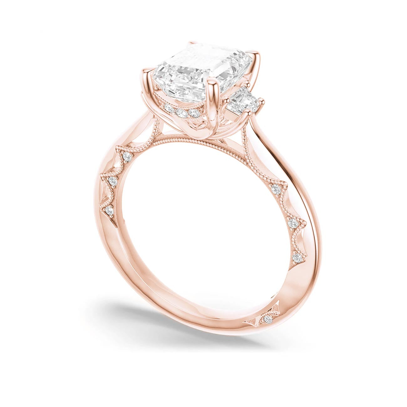 Tacori Lunetta Crescent Three Stone Emerald Engagement Ring Setting