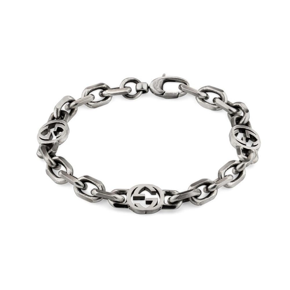 Gucci Interlocking Aged Silver Bracelet