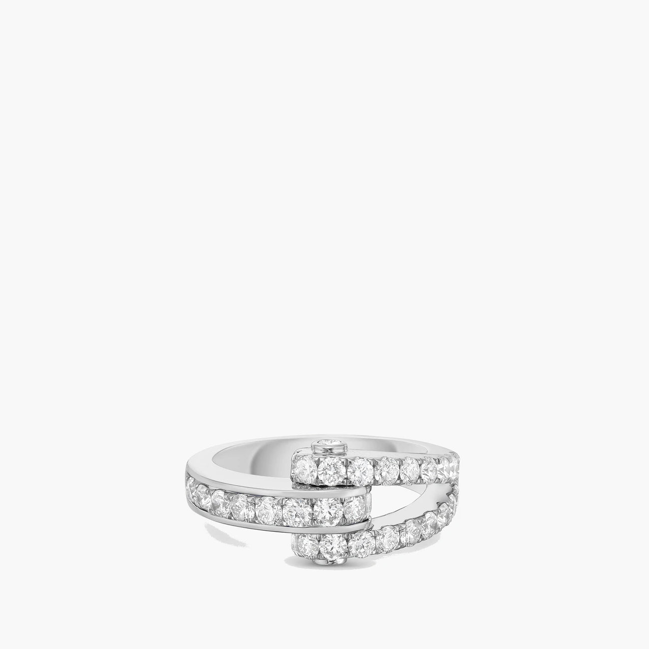 Charles Krypell 18K White Gold Diamond Hinged Ring