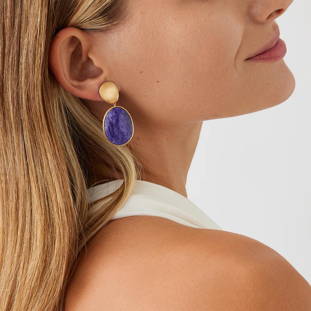 Marco Bicego Lunaria Color Charoite Drop Earrings