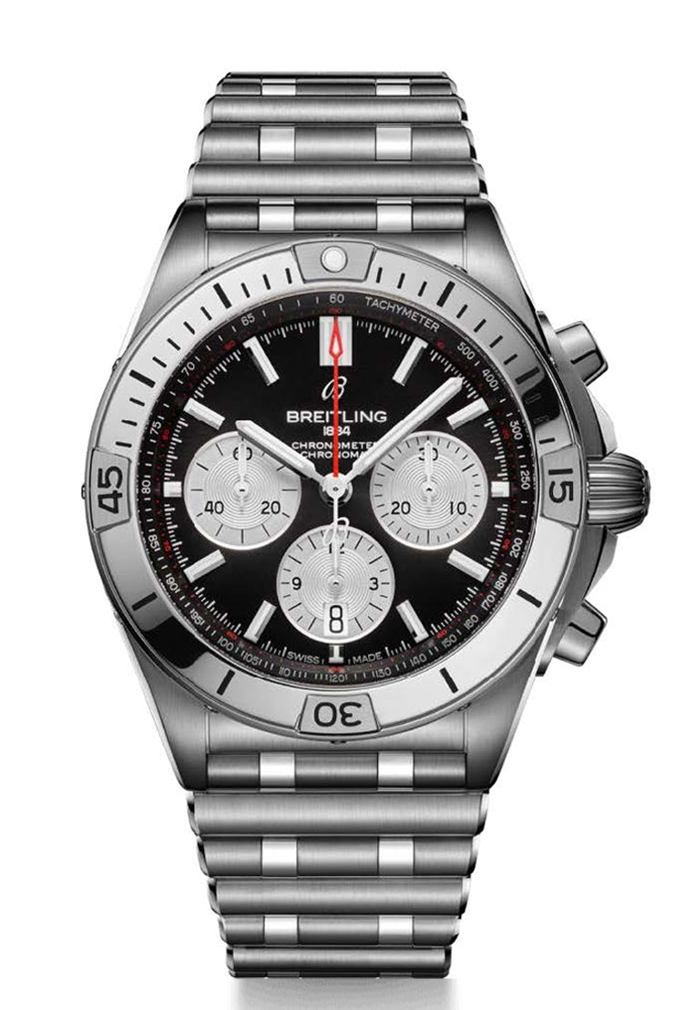 Breitling Chronomat B01 42 with Rouleaux Steel Bracelet and Black Dial — 42mm