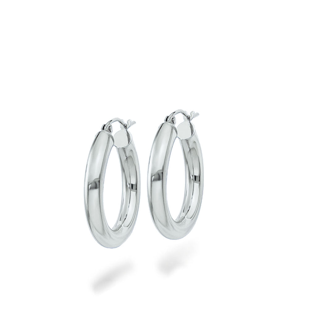 Chunky Gold 4mm Wide Hoop Earrings - 25mm