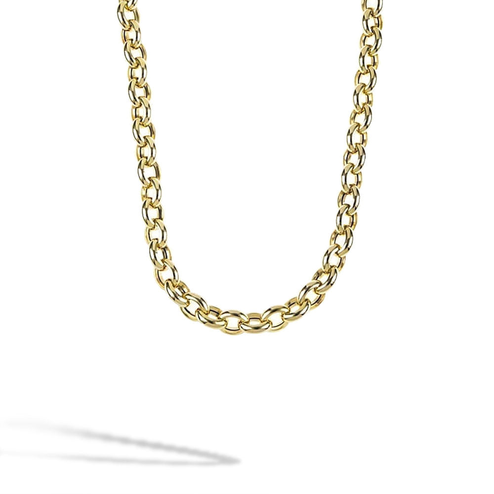 Chunky Yellow Gold Oval Link Lightweight Necklace - 11MM