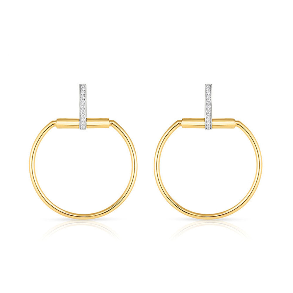 Roberto Coin Classica Parisienne Yellow Gold Large Diamond Circle Drop Earrings