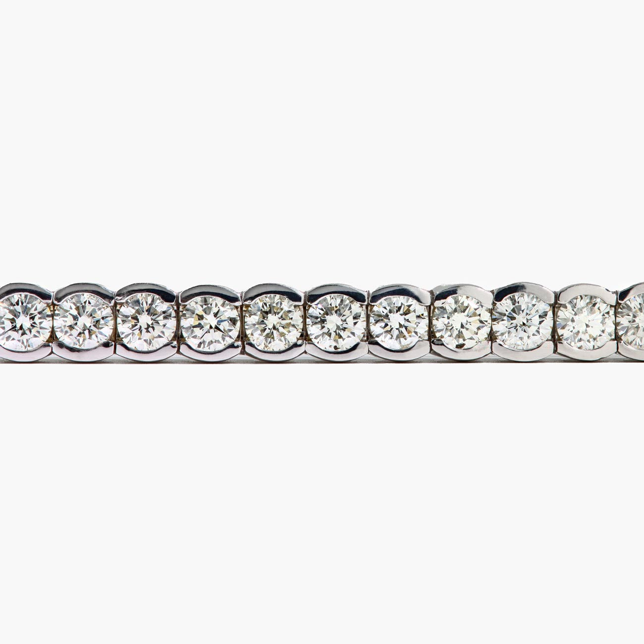 15 Carat Half Bezel Set Tennis Bracelet in 18k White Gold