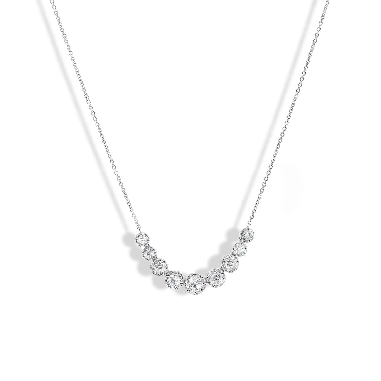 1 Carat Graduated Illusion Diamond Necklace in 14k White Gold