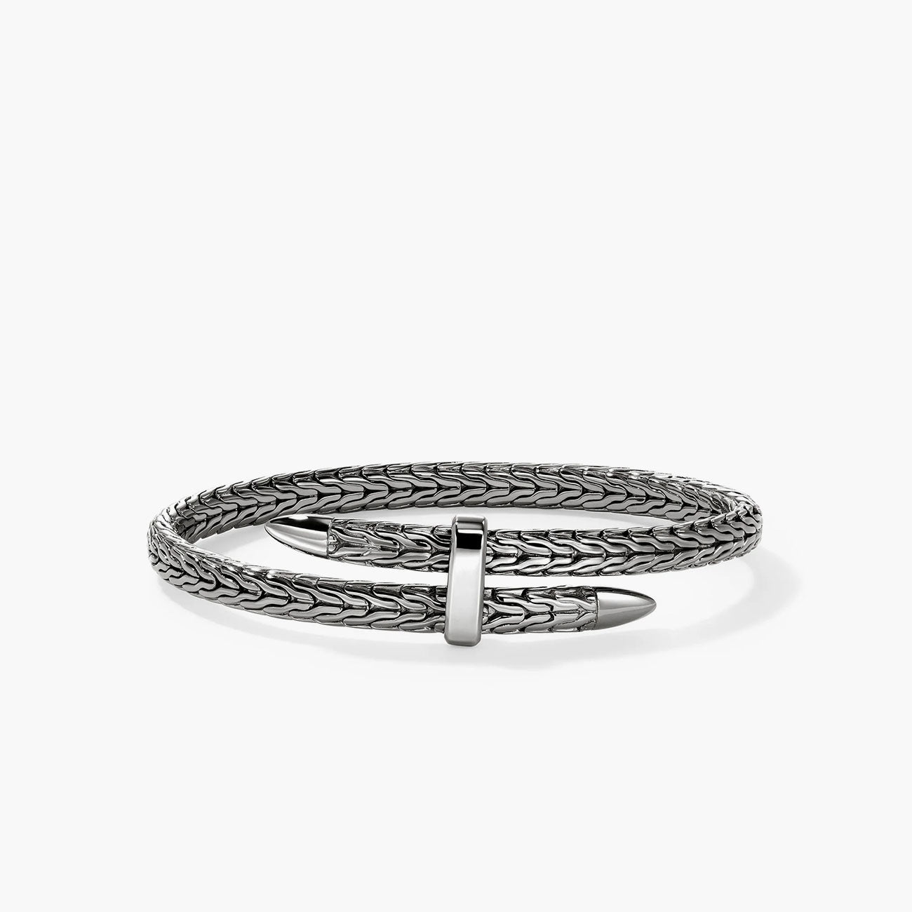 John Hardy Spear Silver Flex Cuff with Black Rhodium