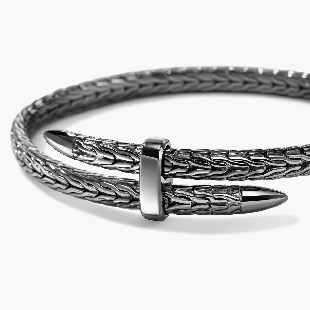 John Hardy Spear Silver Flex Cuff with Black Rhodium