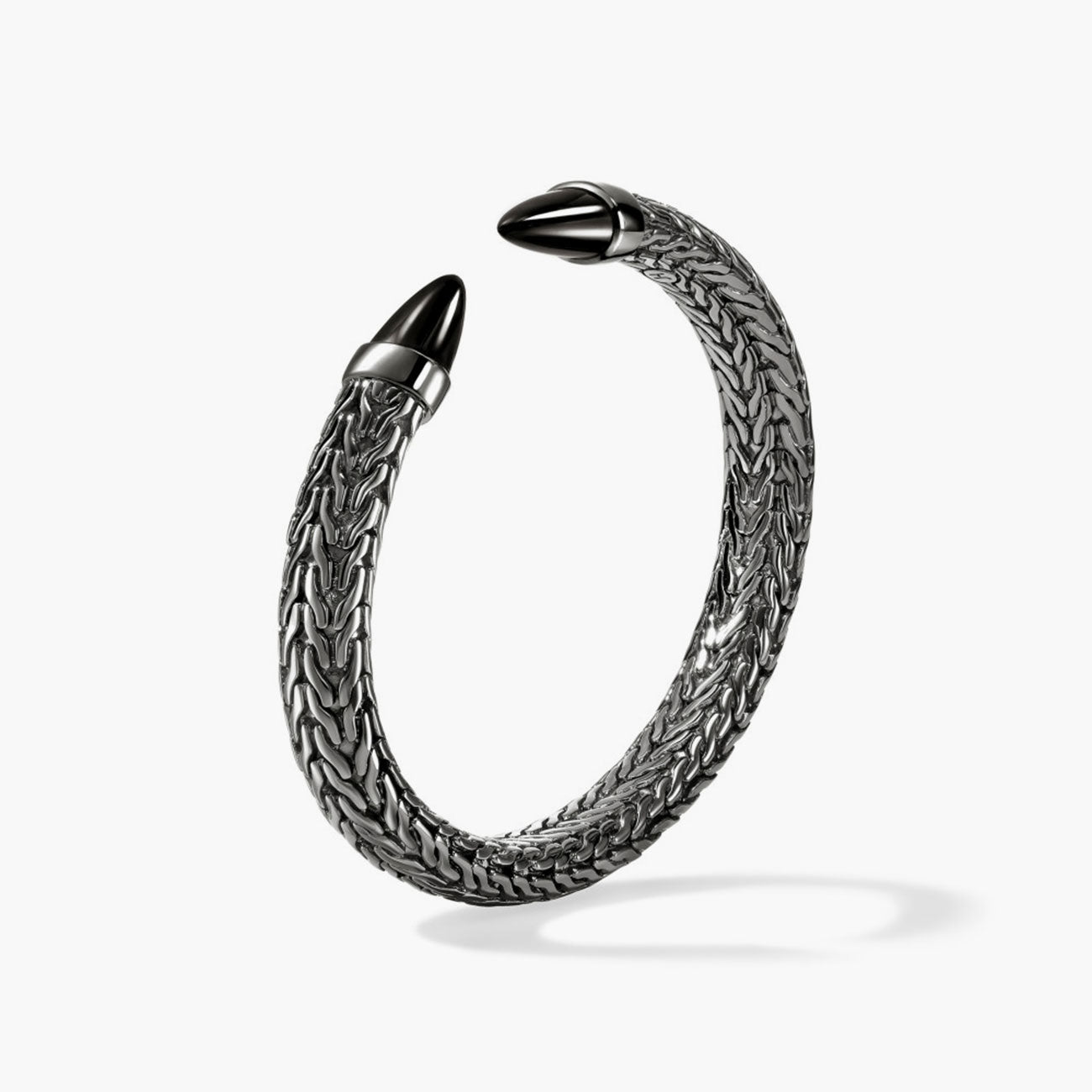 John Hardy Spear 50 Black Onyx on Dark Silver Flex Cuff
