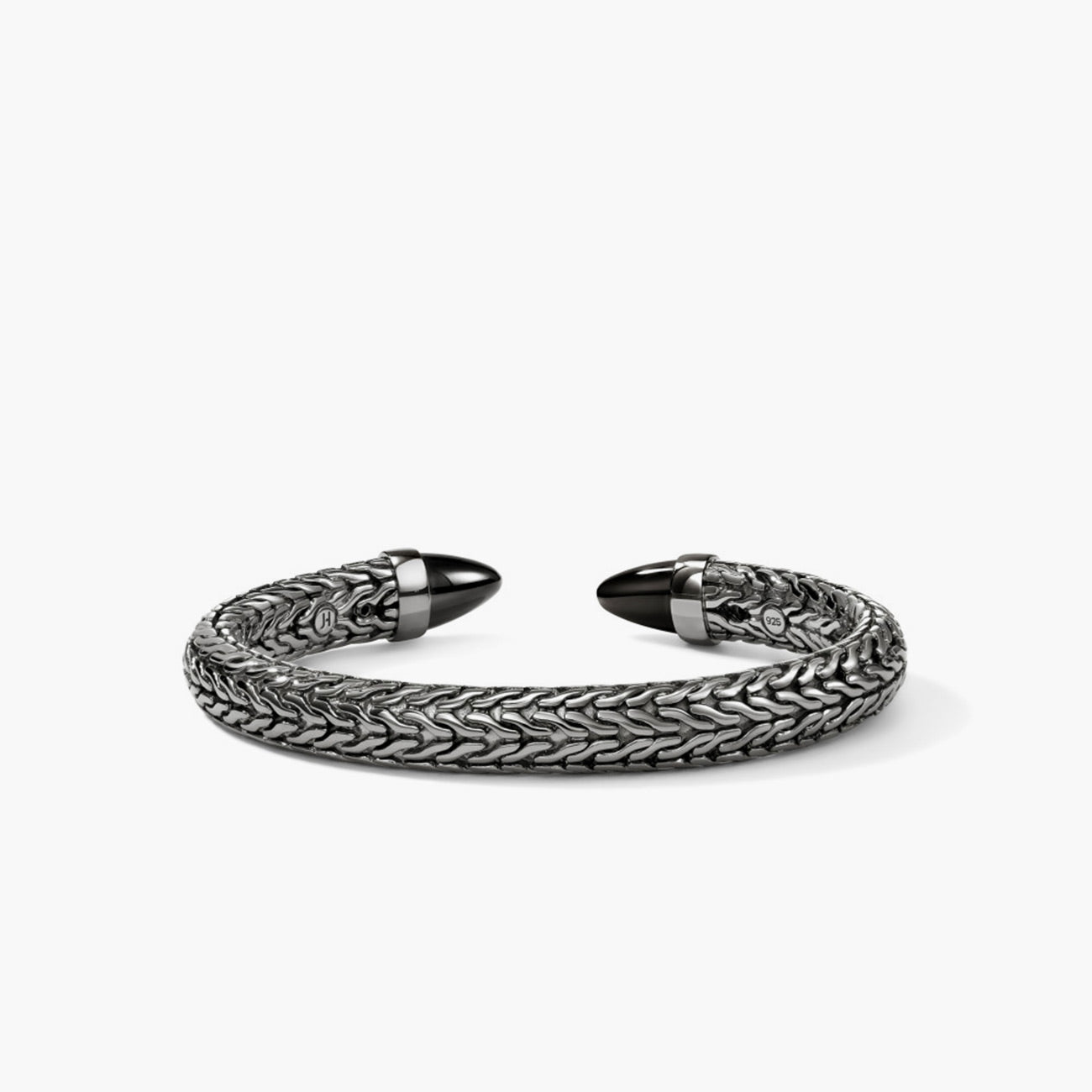 John Hardy Spear 50 Black Onyx on Dark Silver Flex Cuff