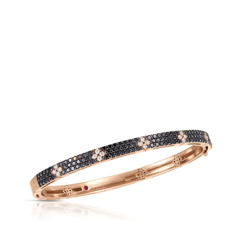 Roberto Coin Love in Verona Black Diamond Flower Bangle