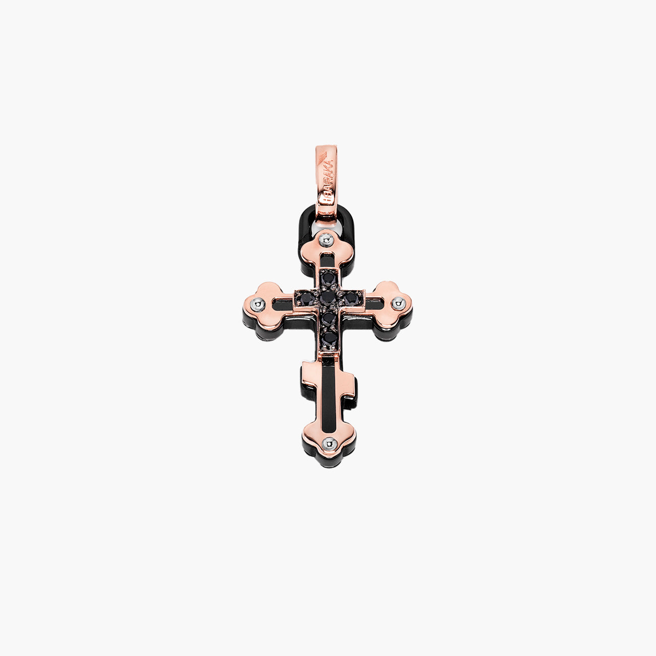 Barakà Privè Two Tone Black Diamond Cross Pendant