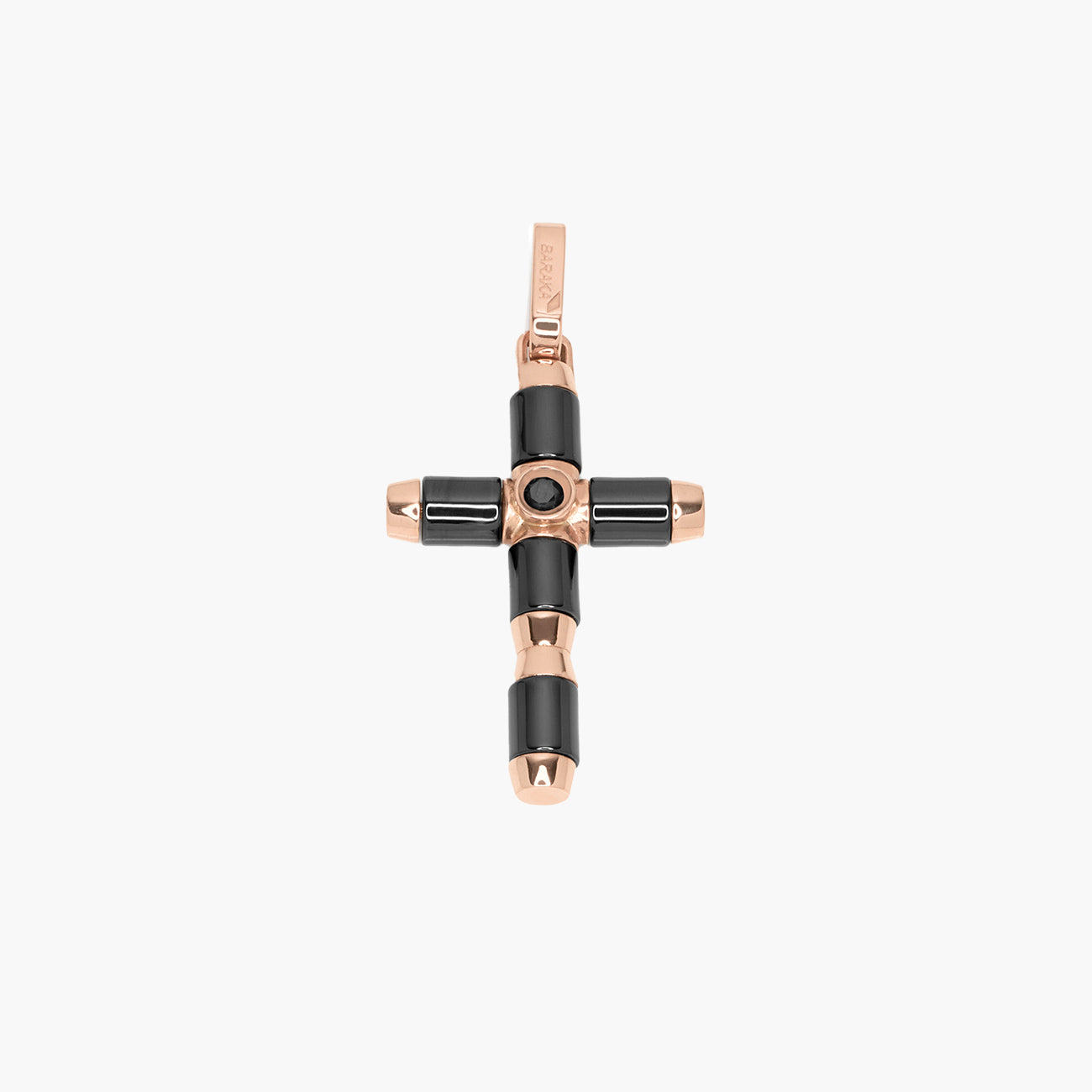 Barakà Snake Ceramic Black Diamond Cross Pendant
