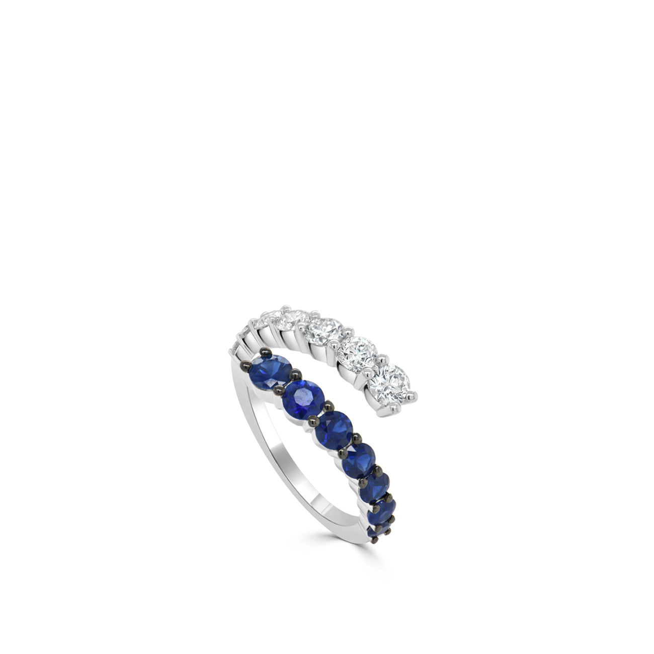 Blue Sapphire and Diamond Bypass Ring