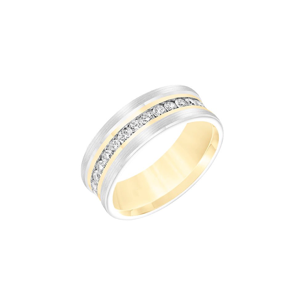 14k Yellow and White Gold Men's Wedding Band
