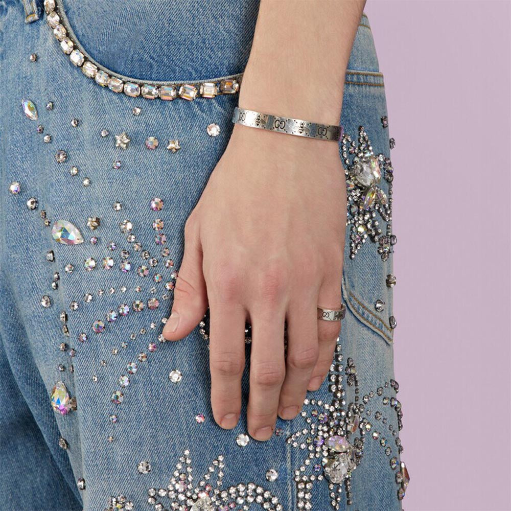 Gucci GG and Bee Engraved Cuff