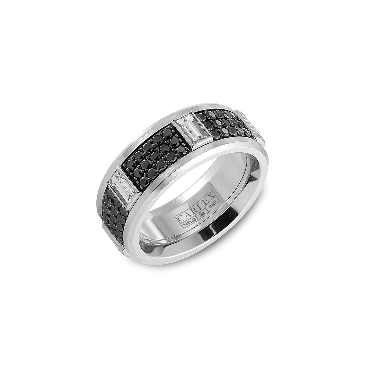 Carlex G1 Baguette and Black Diamond Pave Wedding Band