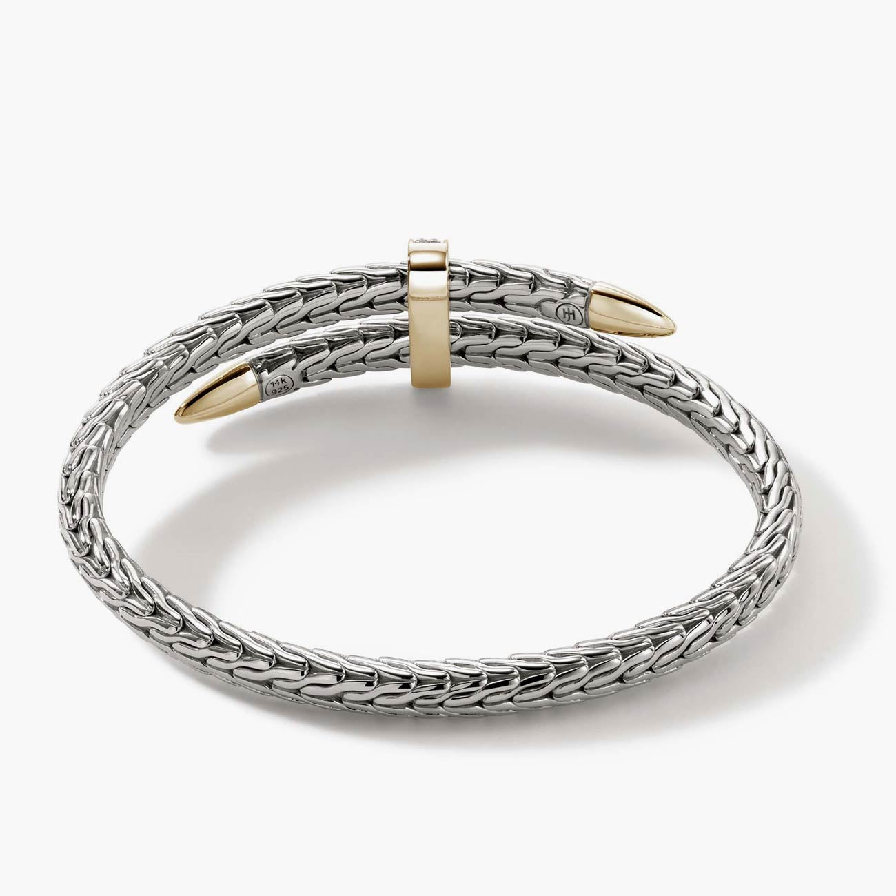 John Hardy Spear Pavé Diamond Two-Tone Flex Cuff