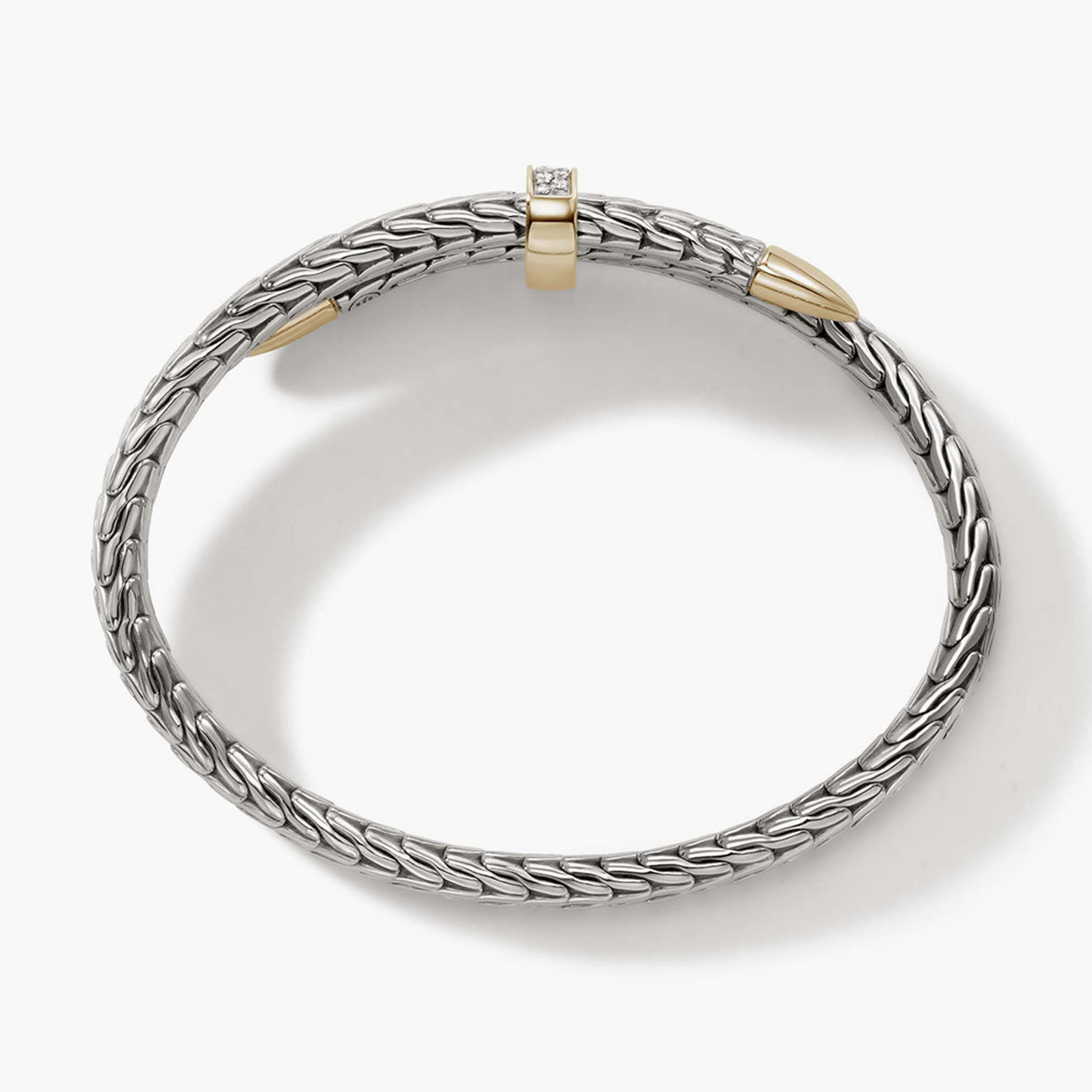 John Hardy Spear Pavé Diamond Two-Tone Flex Cuff