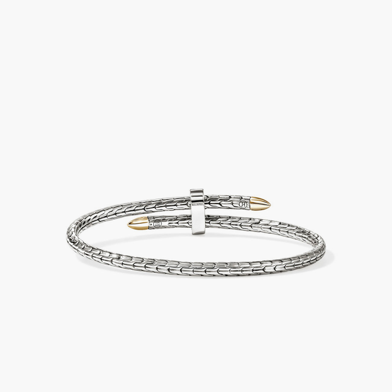 John Hardy Spear Slim Two-Tone Diamond Pave Flex Bypass Cuff
