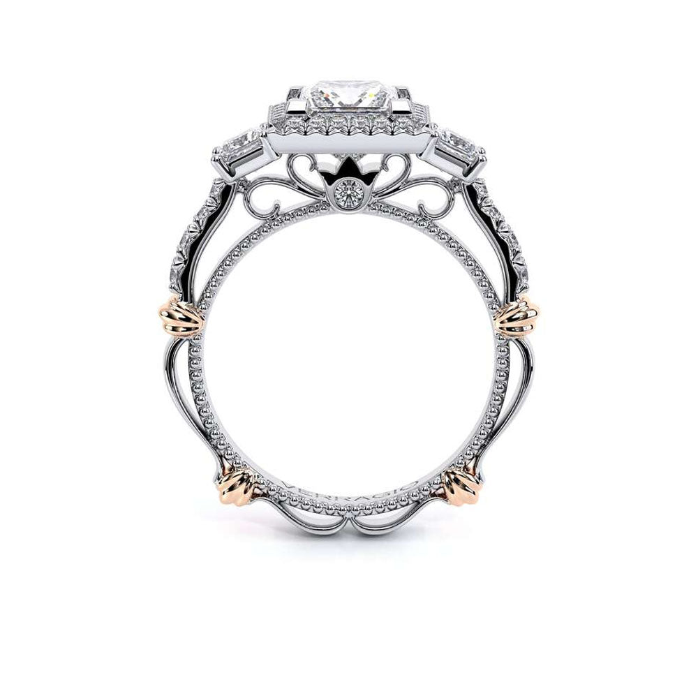 Verragio Parisian Three Stone Princess Cut Halo Engagement Ring Setting