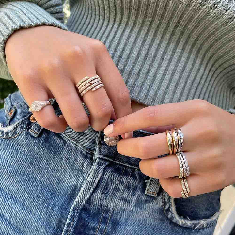 EF Collection Full Cut Diamond Arc Stack Ring