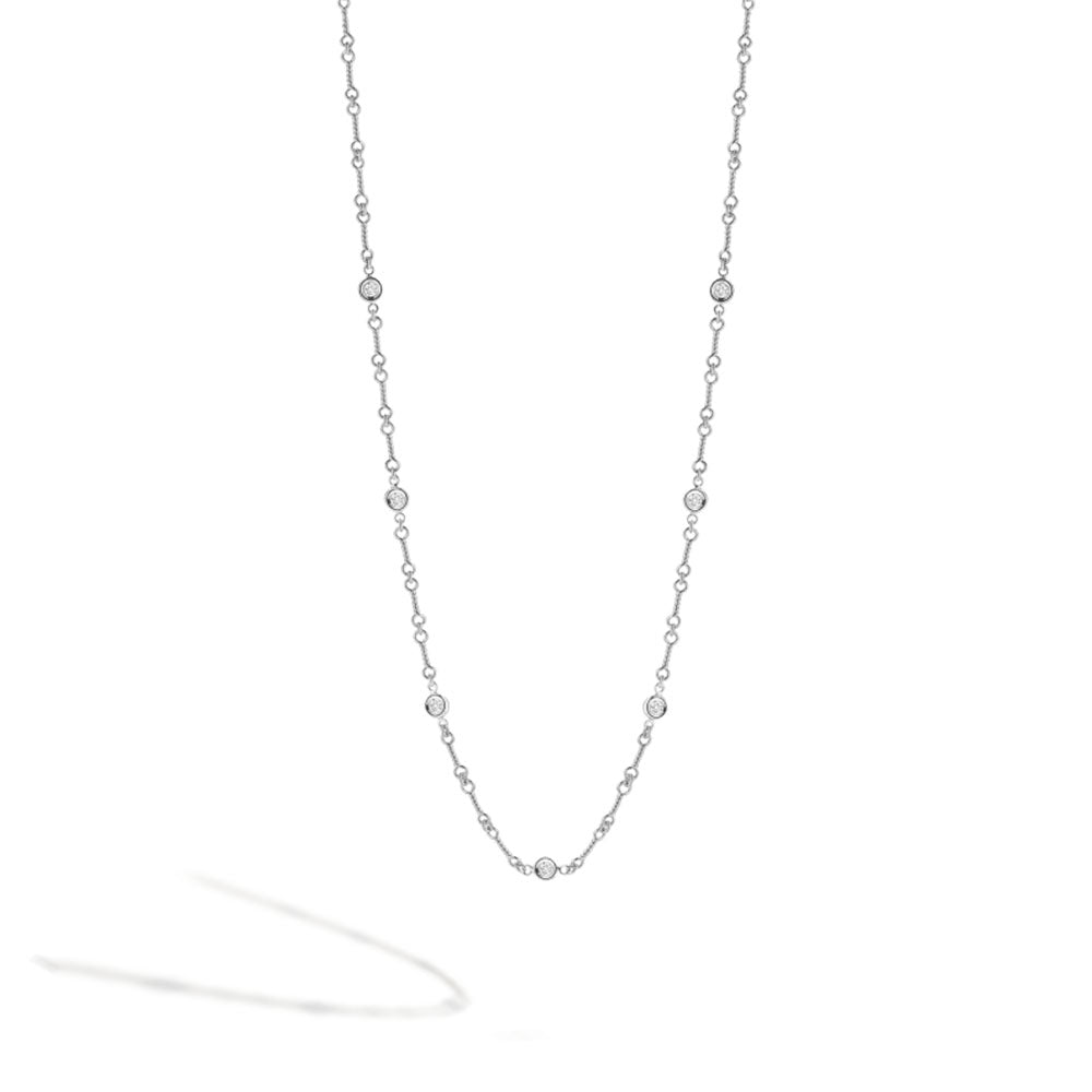 Roberto Coin White Gold 7 Station Bezel Set Diamond Twist Necklace 16