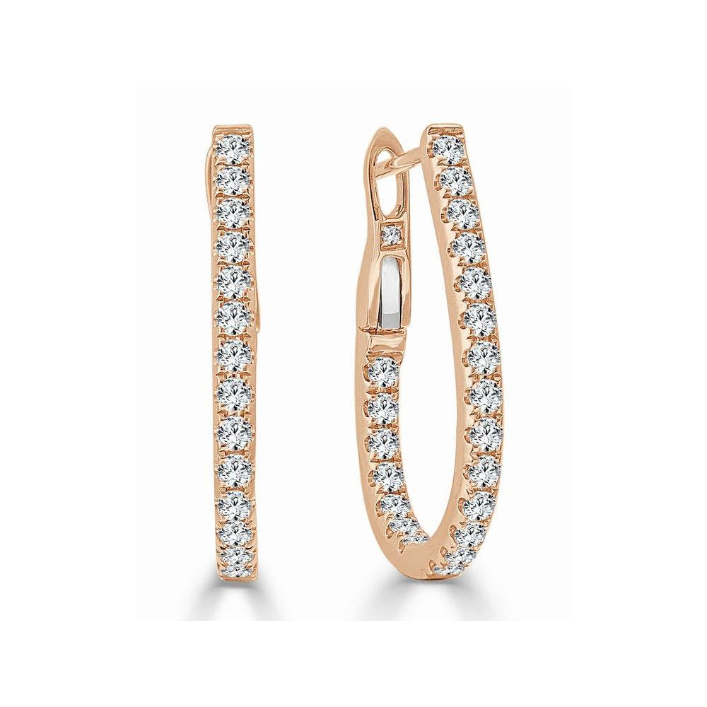 Pear Shaped Inside Out Diamond Hoop Earrings - .75