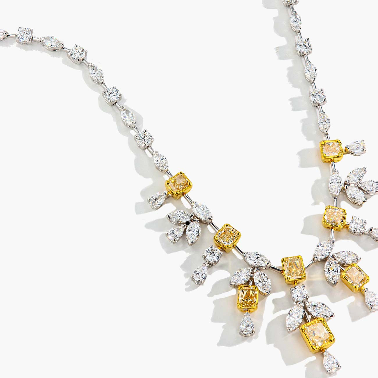 Yellow Diamond Fancy Multi Shape Necklace
