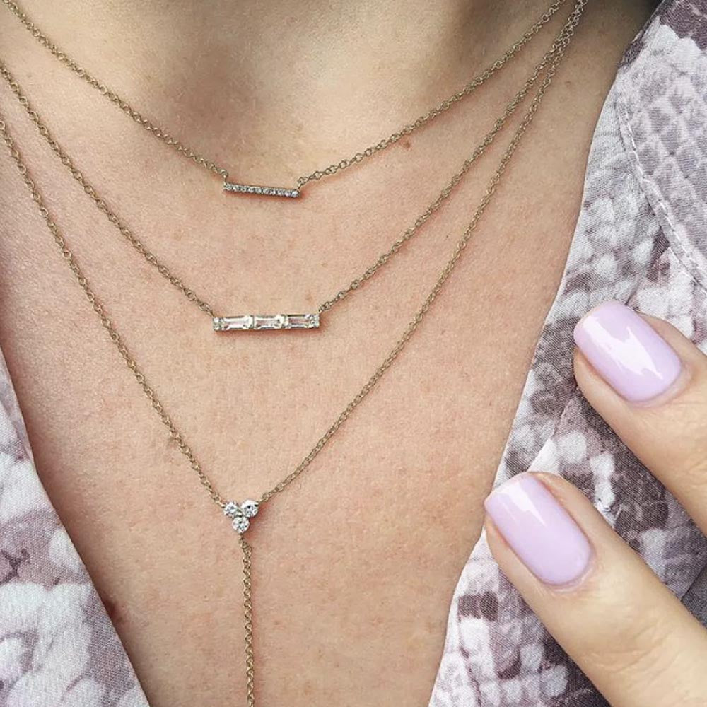 EF Collection Diamond Mini Bar Necklace