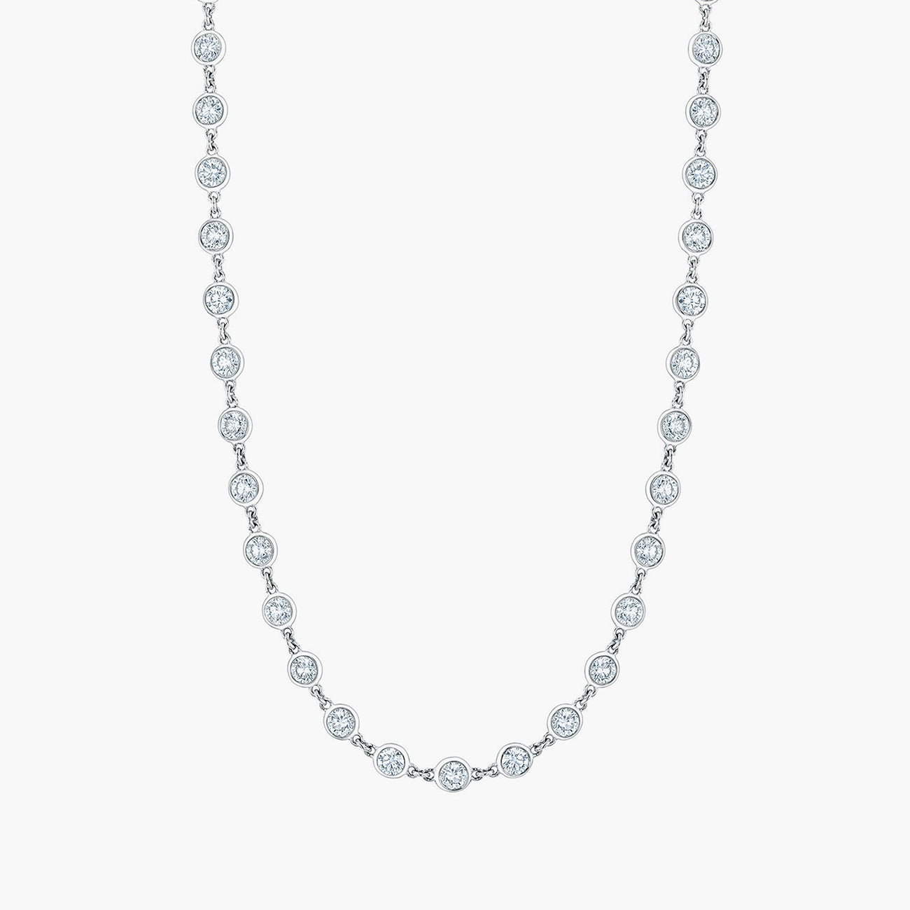 Diamond by the Yard chain necklace in 18K white gold with 5.55ct diamonds, front view