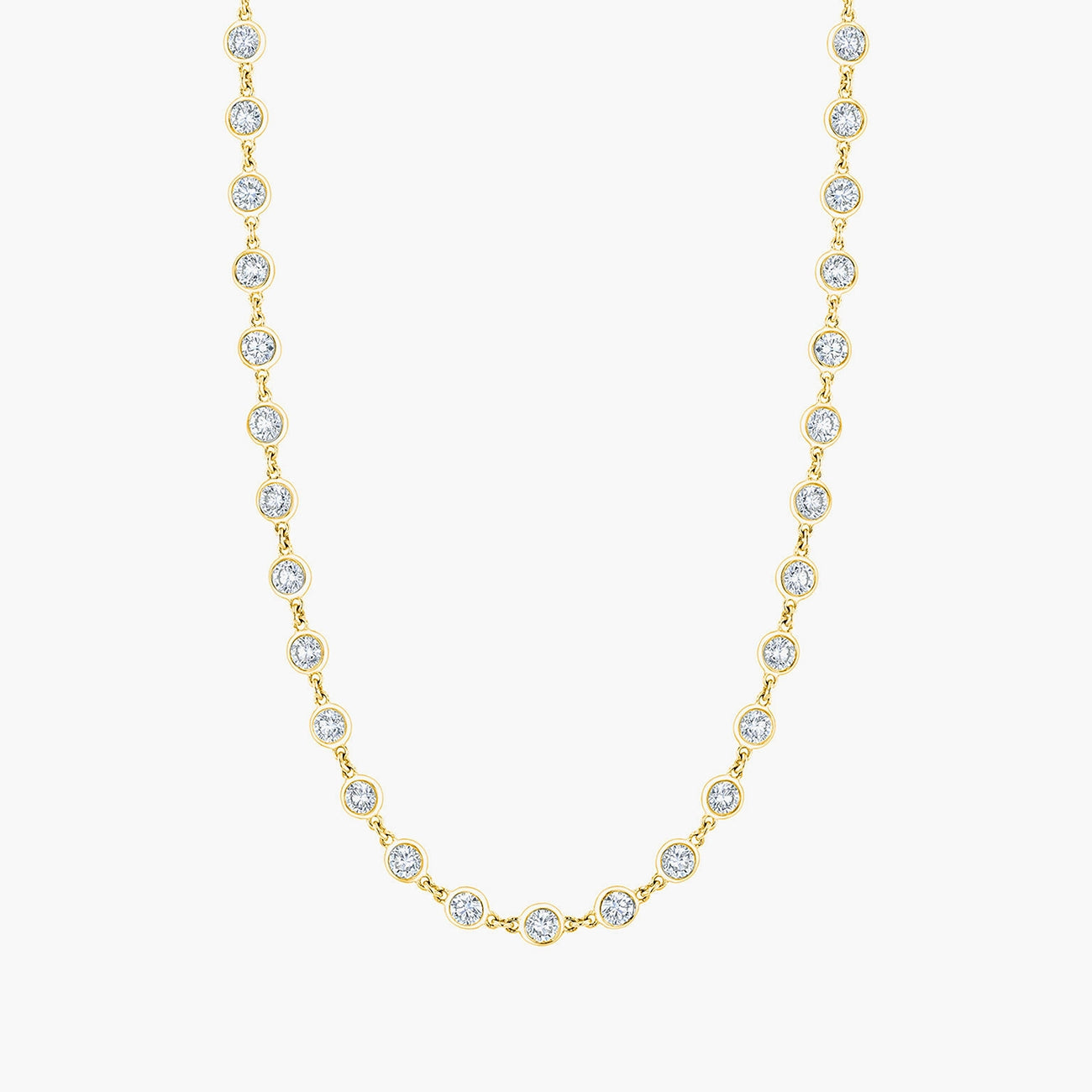 Diamond by the Yard chain necklace in 18K yellow gold with 5.55ct diamonds, front view
