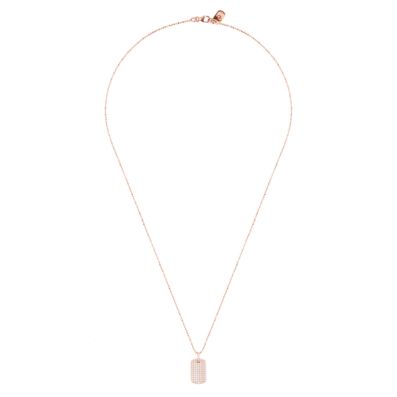 Carbon & Hyde Diamond Dogtag Necklace in Rose Gold
