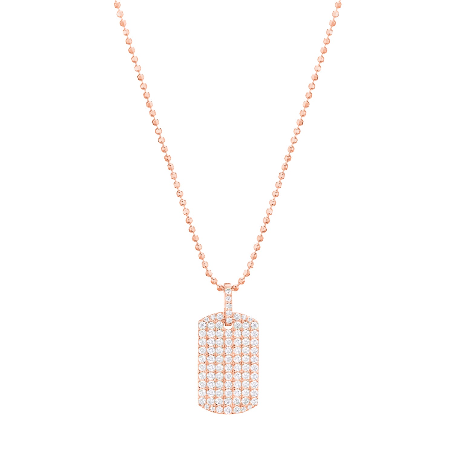 Carbon & Hyde Diamond Dogtag Necklace in Rose Gold
