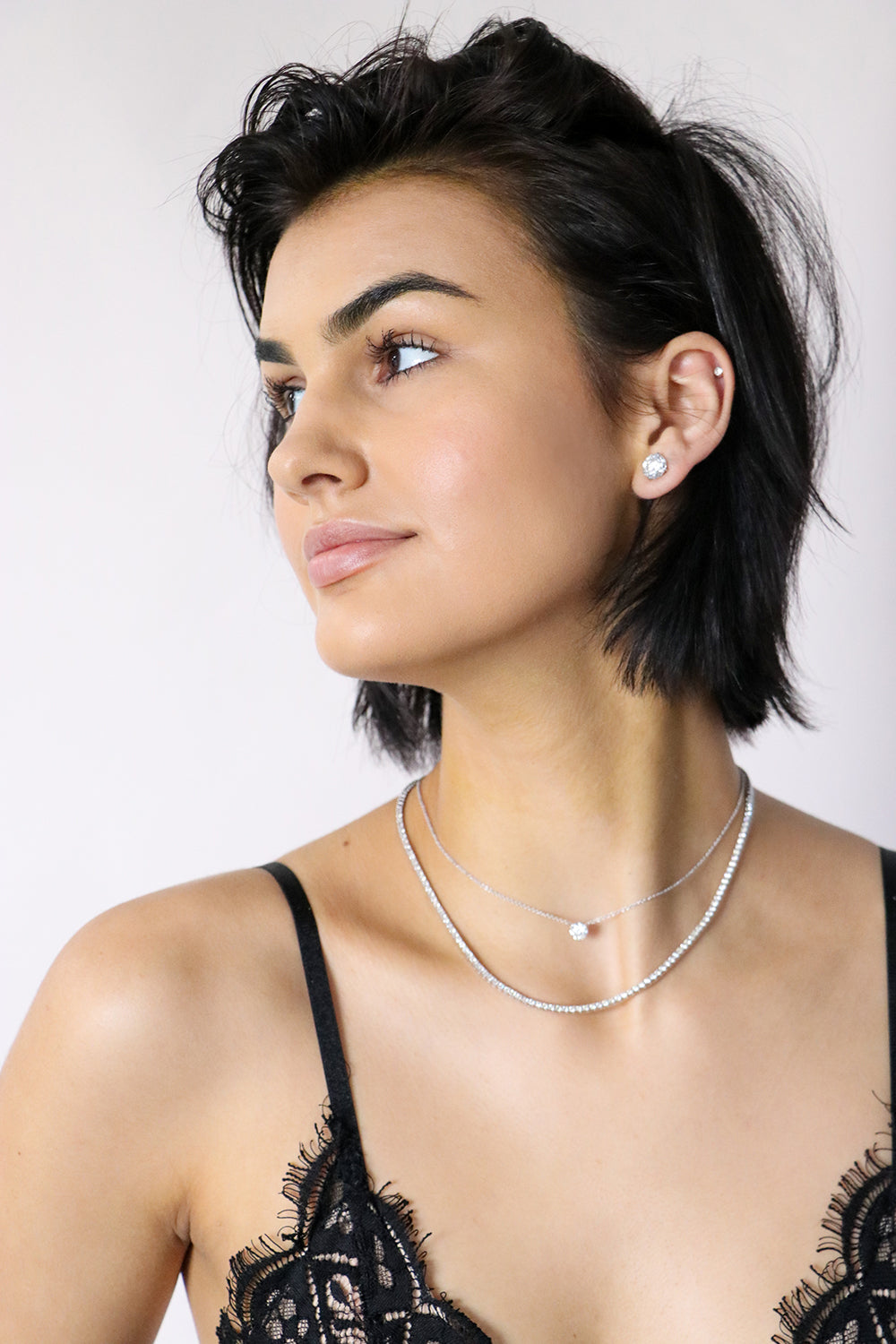 1 Carat Round Diamond Solitaire Necklace in 18K White Gold