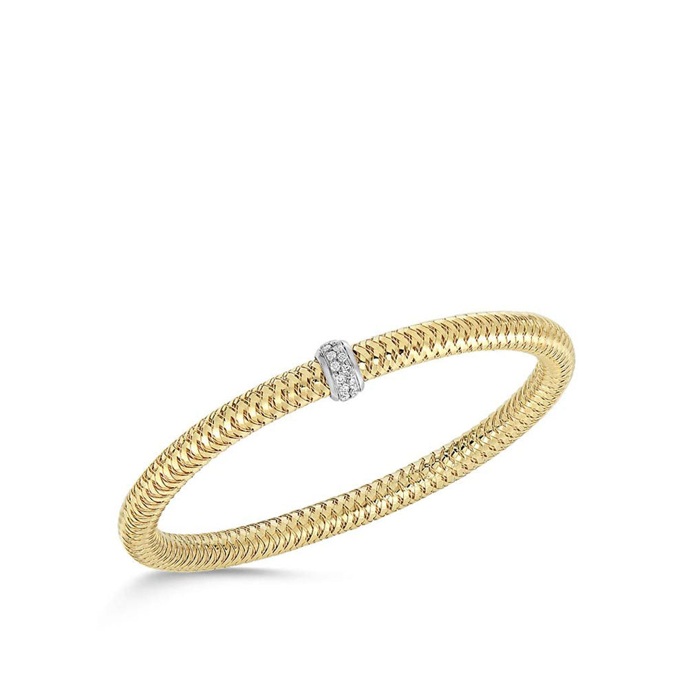 Roberto Coin Primavera Yellow Gold Diamond Station Flex Bracelet
