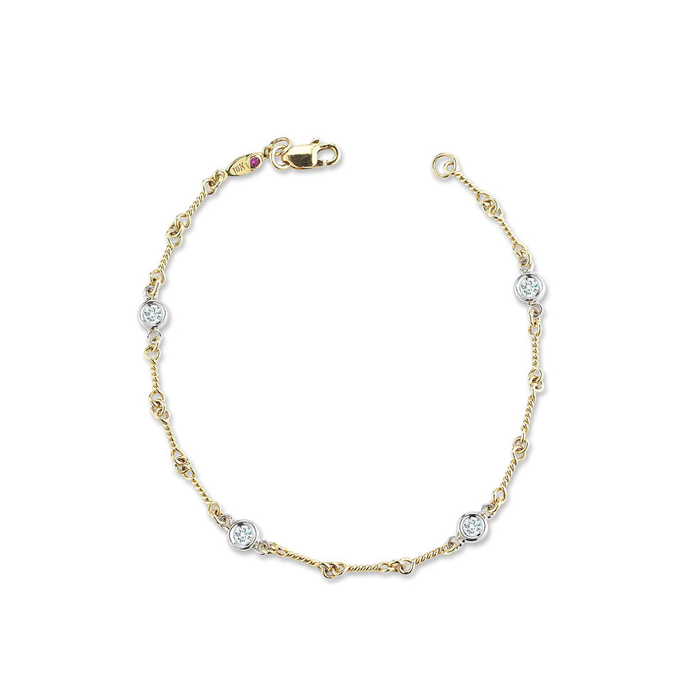 Roberto Coin Dogbone Chain Diamond Station Bracelet