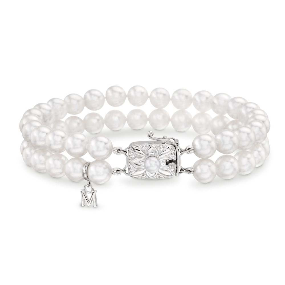 Mikimoto White Gold Double Strand Pearl Bracelet