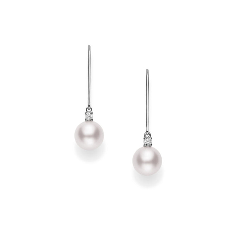 Mikimoto Akoya Pearl 18kt White Gold and Diamond Drop Earrings