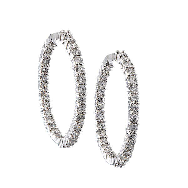 Roberto Coin White Gold Inside Out Diamond Hoop Earrings 2.80ctw