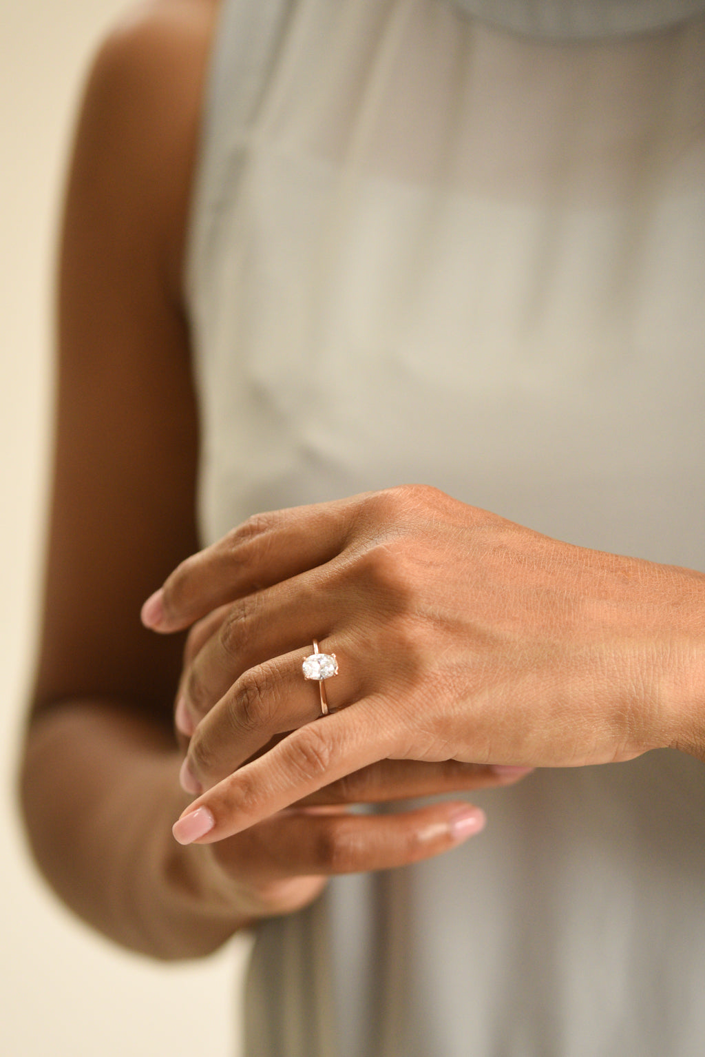 The Oval Solitaire Engagement Ring in Rose Gold