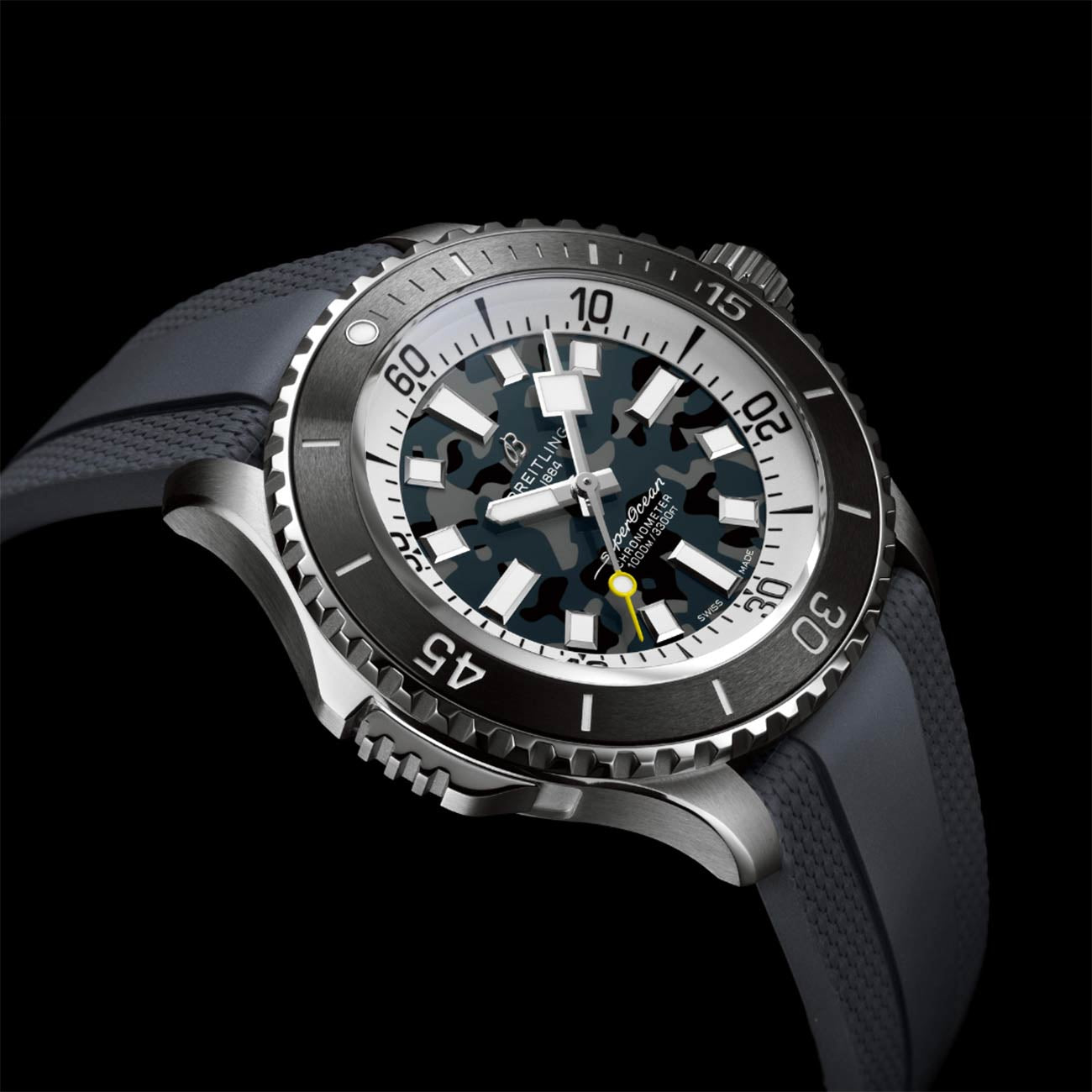 Breitling Superocean Automatic 46 Super Diver Black Camo Dial with Black Rubber Strap — 46mm