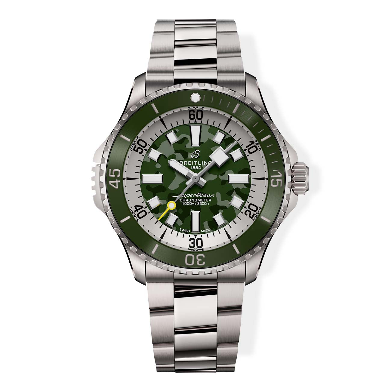 Breitling Superocean Automatic 46 Super Diver Green Camo Dial with 3-Row Titanium Bracelet — 46mm