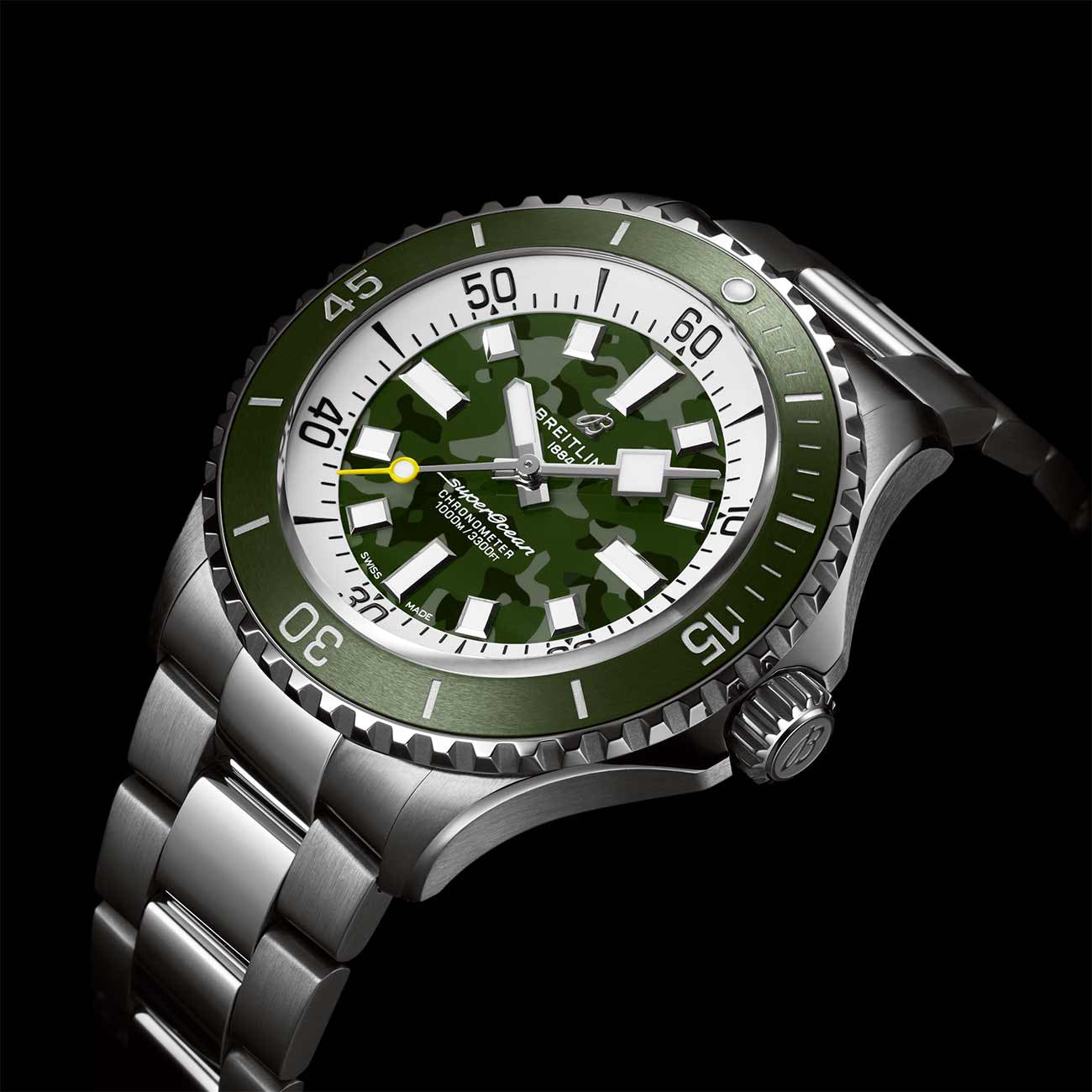 Breitling Superocean Automatic 46 Super Diver Green Camo Dial with 3-Row Titanium Bracelet — 46mm