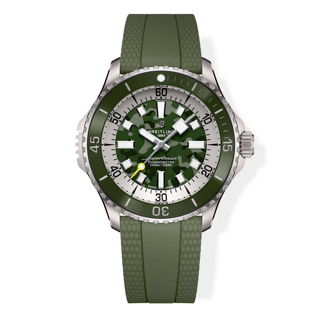 Breitling Superocean Automatic 46 Super Diver Green Camo Dial with Green Rubber Strap — 46mm
