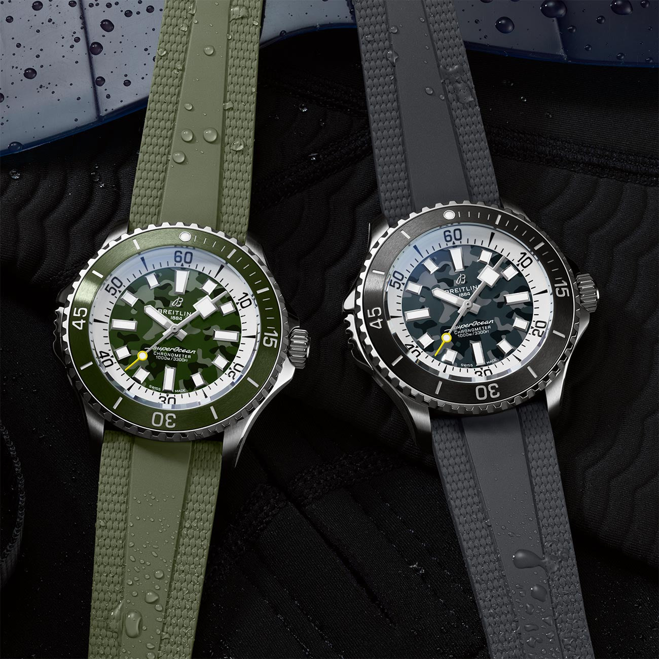 Breitling Superocean Automatic 46 Super Diver Green Camo Dial with Green Rubber Strap — 46mm