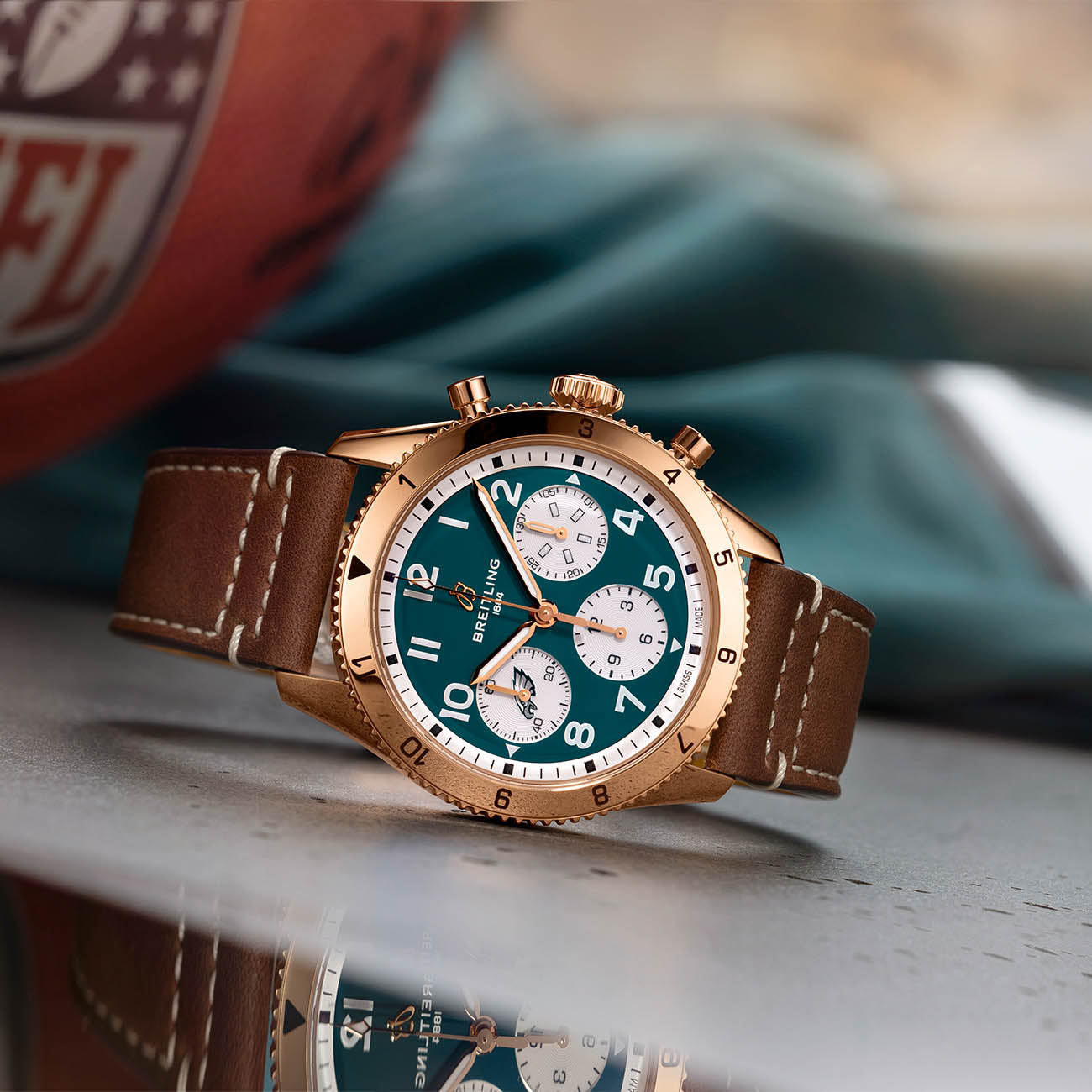 Breitling Philadelphia Eagles Classic Super Bowl AVI Watch on Leather